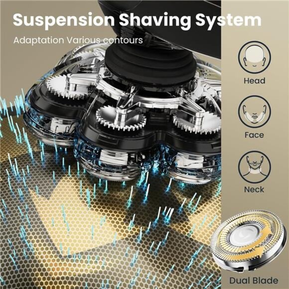 7D Head Shavers for Bald Men, SHPAVVER Detachable Head Shaver LED Display Dry - Picture 4 of 7